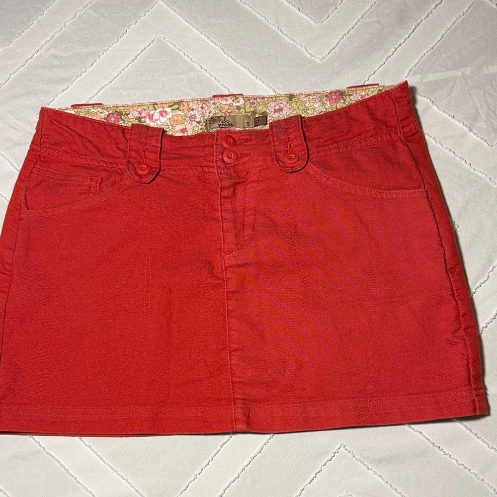 Prana Vibrant Red Mini Skirt
